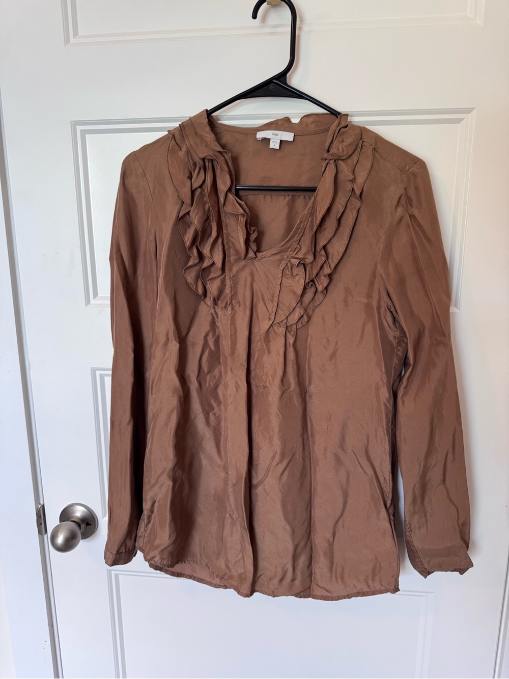 Gap Brown Ruffle V-Neck Blouse silk